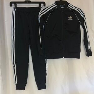 Boys’-Adidas Black Tracksuit with White Accents